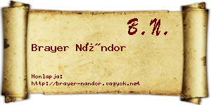 Brayer Nándor névjegykártya